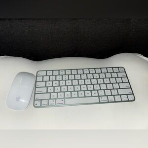 White and chrome sage green Wireless Keyboard and Mouse Set